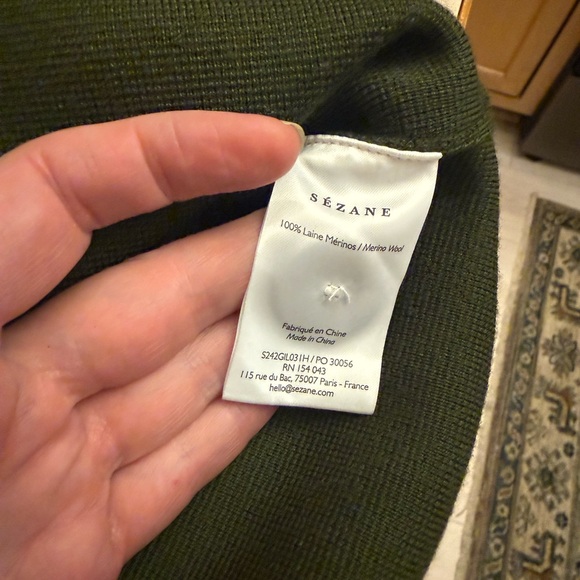 Sézane NWOT Olive Green Cardigan - Picture 3 of 11